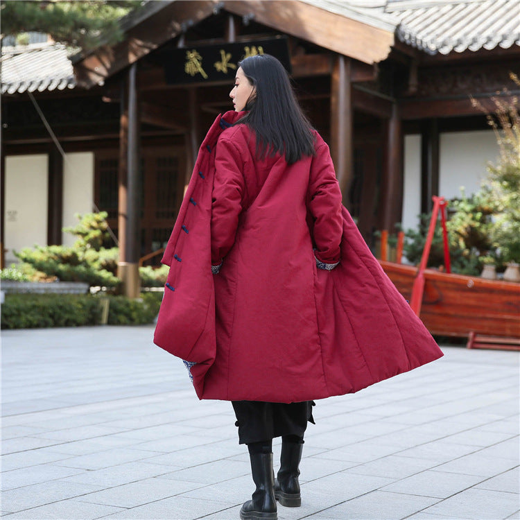 Vintage Cotton Winter Long Overcoats for Women