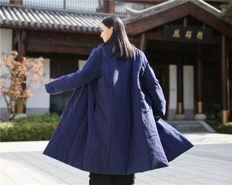 Vintage Cotton Winter Long Overcoats for Women