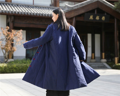 Vintage Cotton Winter Long Overcoats for Women