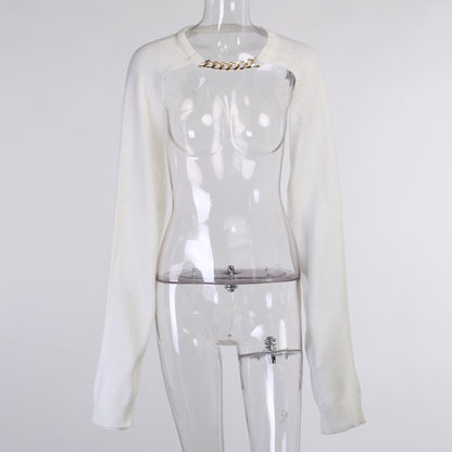 Sexy Designed Chain Knitting Long Sleeves Cover