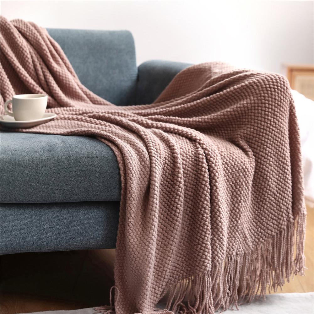 Knitting Pinapple Needle Blanket-Pink-127*152+10CM-Free Shipping at meselling99
