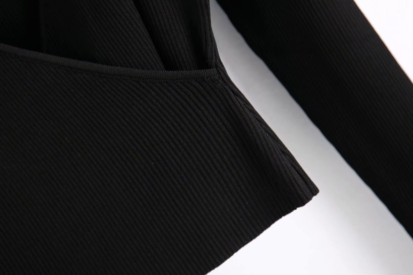 Sexy Black V Neck Knitting Long Sleeves Shirts