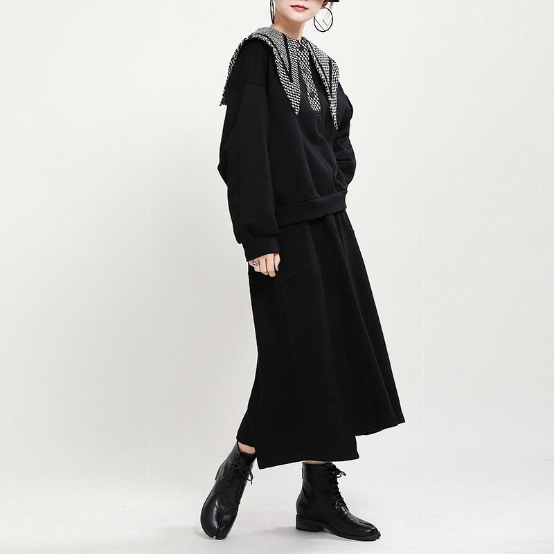 Black Women Casual Special Design Neckline Hoodies