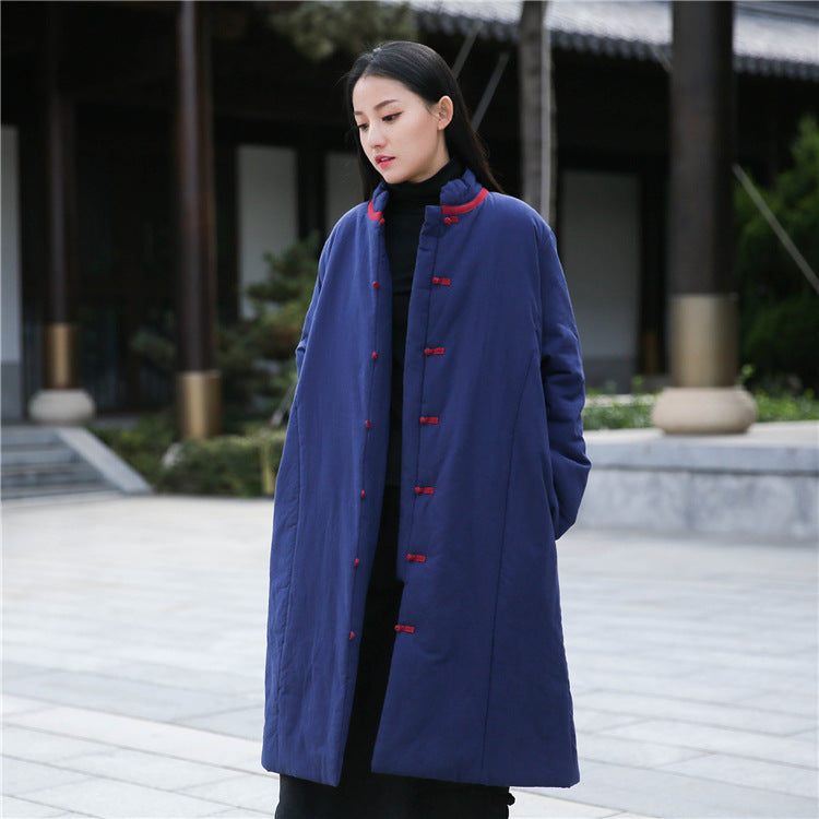 Vintage Cotton Winter Long Overcoats for Women