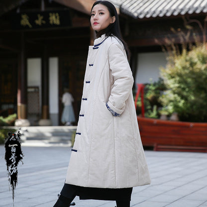 Vintage Cotton Winter Long Overcoats for Women
