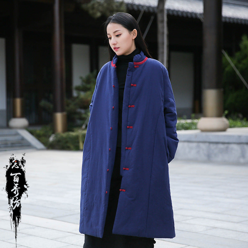 Vintage Cotton Winter Long Overcoats for Women