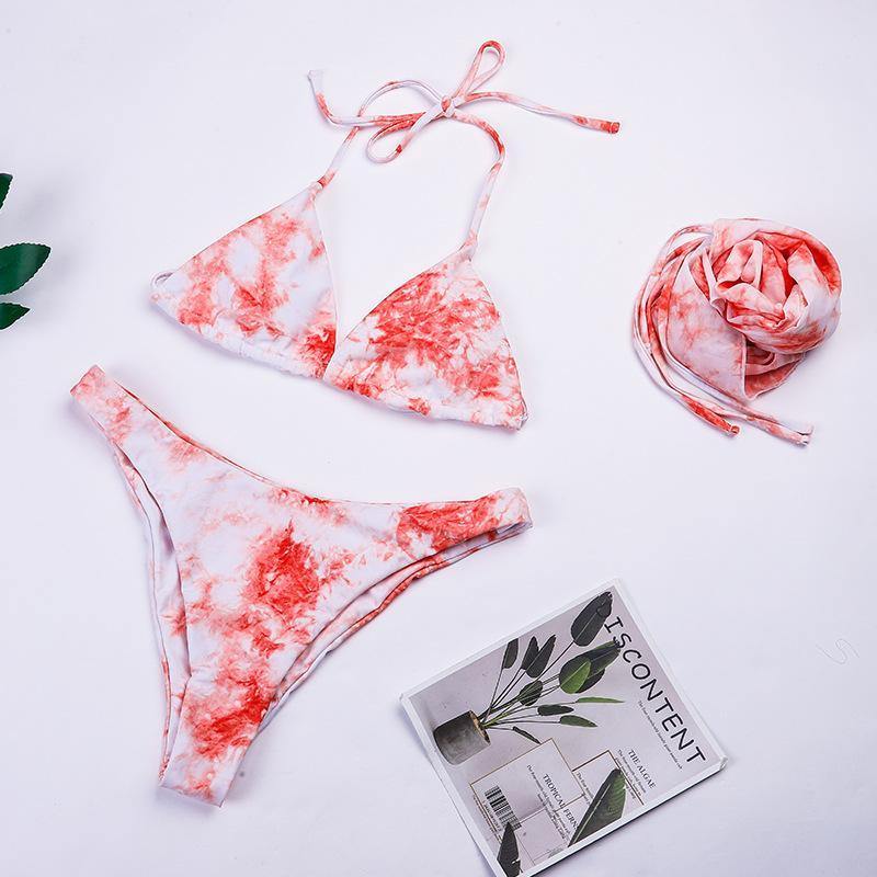 Fashion Floral Print 3pcs Bikini Swimwear-STYLEGOING