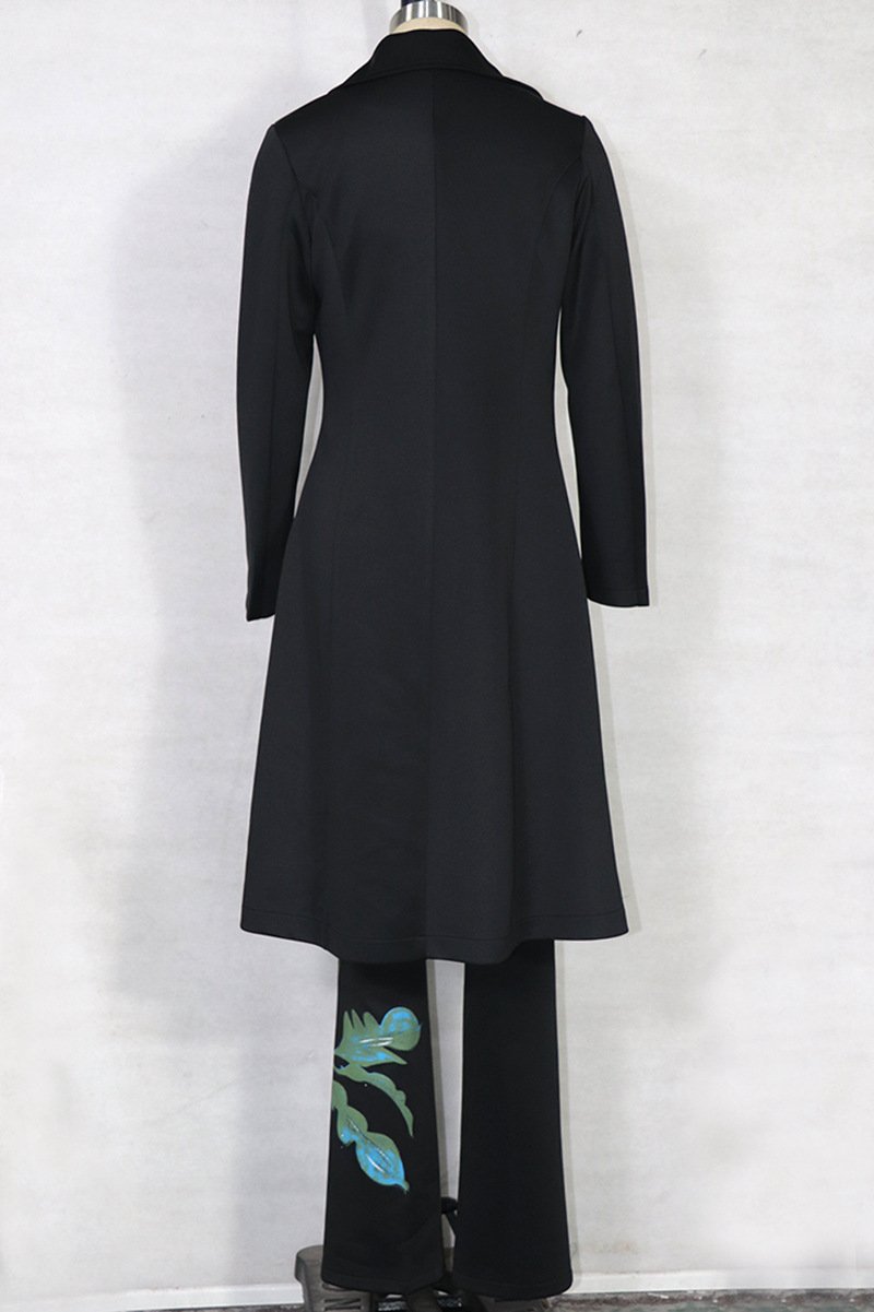Classy Daisy Print Trenchcoat and Pants Suits-STYLEGOING