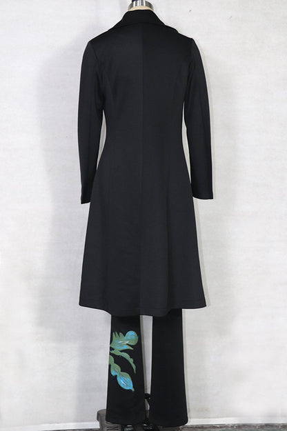 Classy Daisy Print Trenchcoat and Pants Suits-STYLEGOING