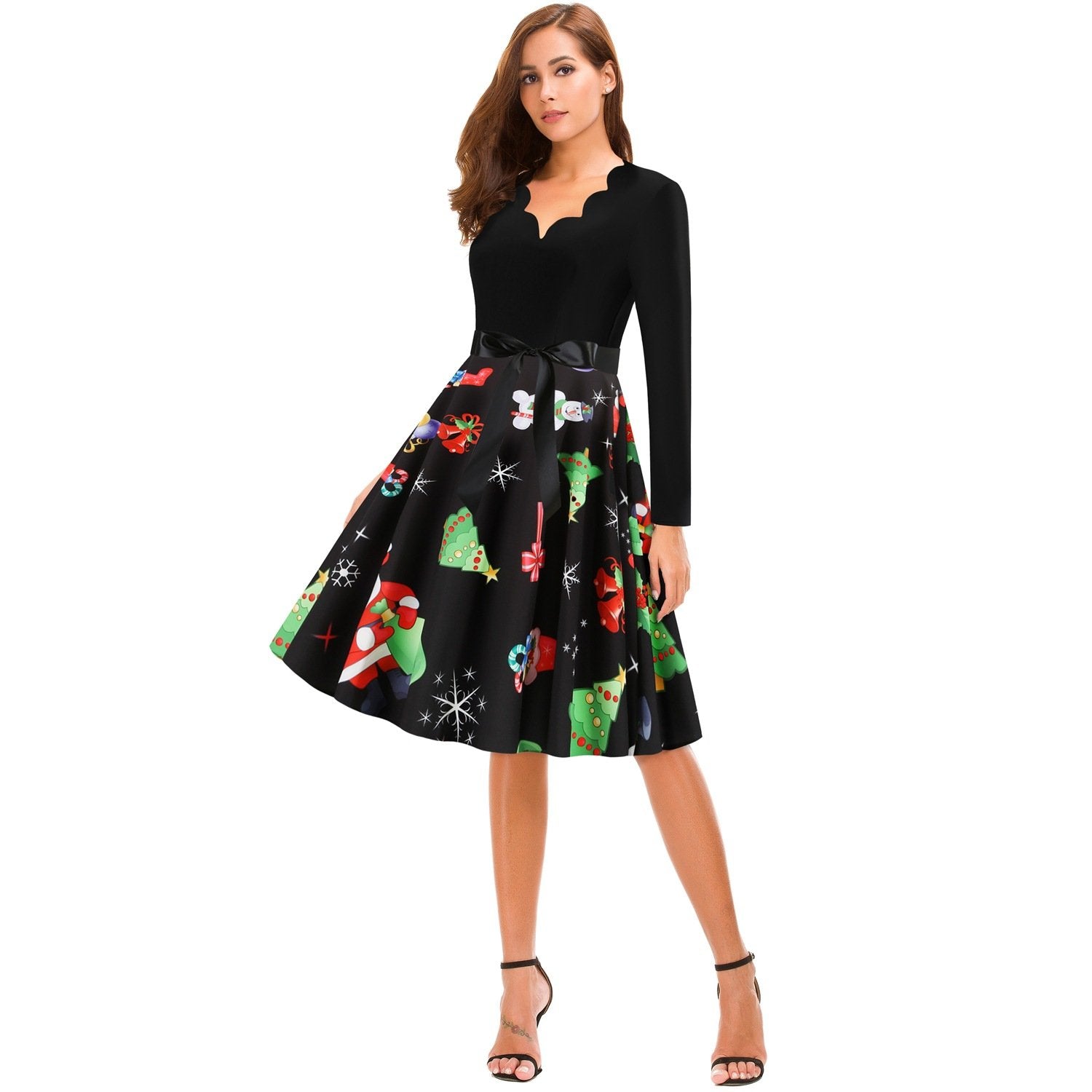 Women Christmas Long Sleeves Vintage Winter Dresses-STYLEGOING