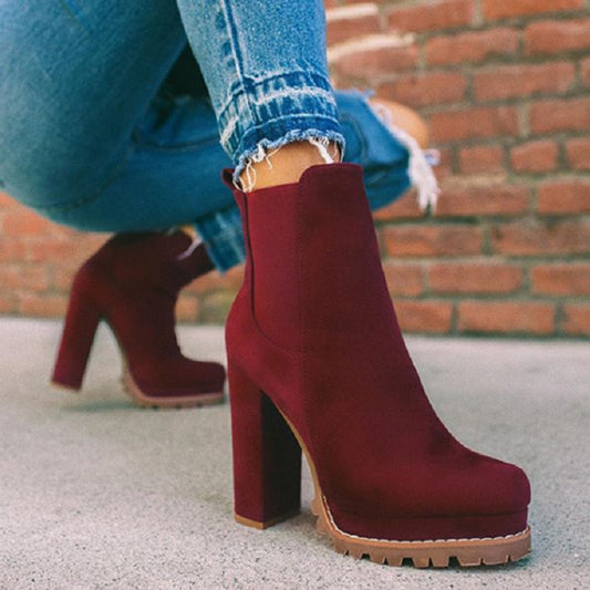 Women Sexy Leopard Print Platform Chunky High Heel Boots