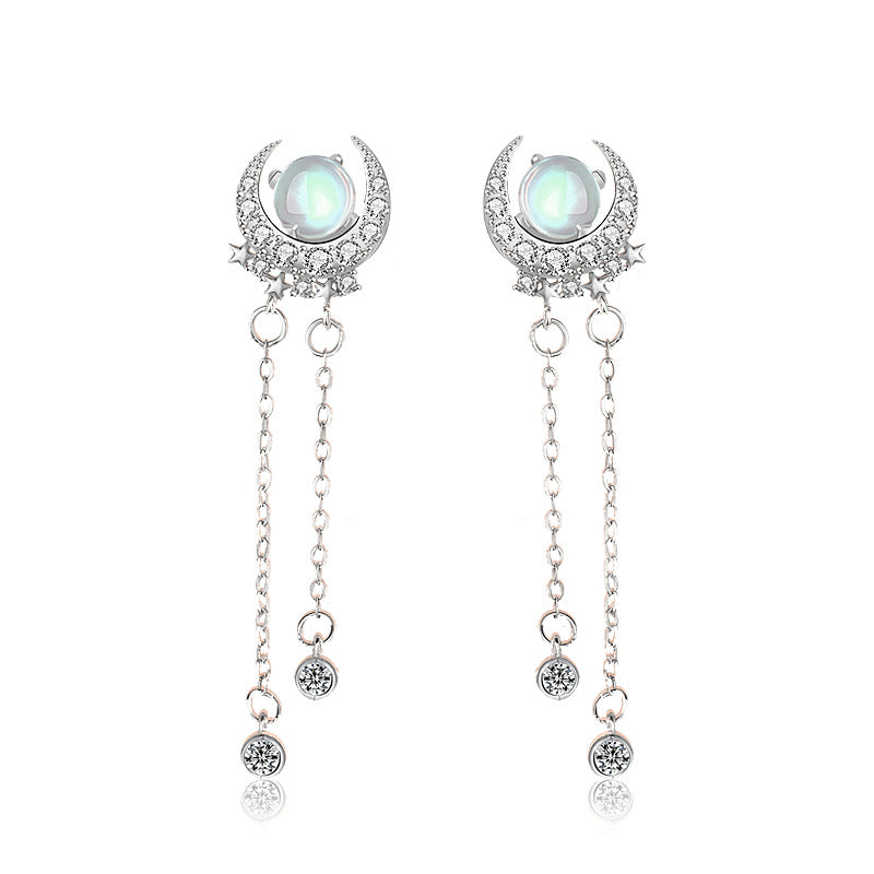 Fashion Moon&star Design Sliver Earring