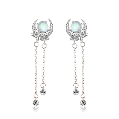 Fashion Moon&star Design Sliver Earring