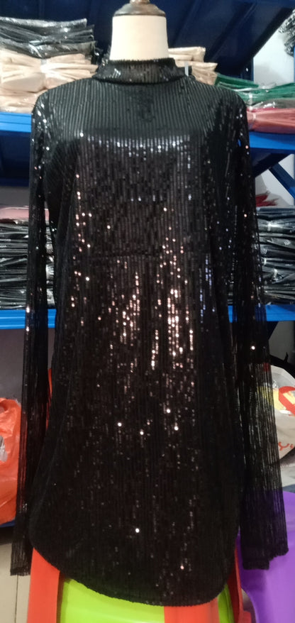 Sexy Stand Collar Sequined Party Dresses