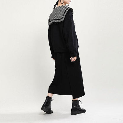 Black Women Casual Special Design Neckline Hoodies