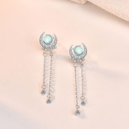 Fashion Moon&star Design Sliver Earring