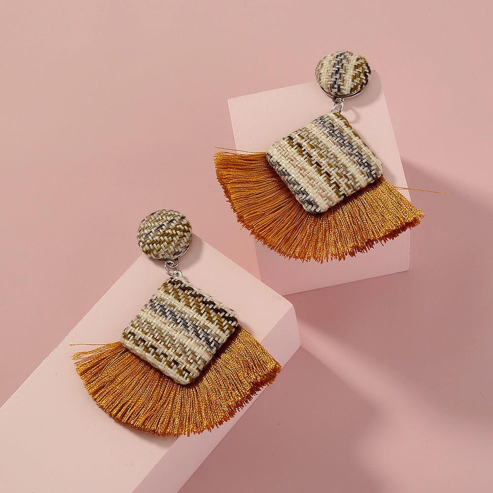 Bohemian Tassels Geometry Deaign Earrings