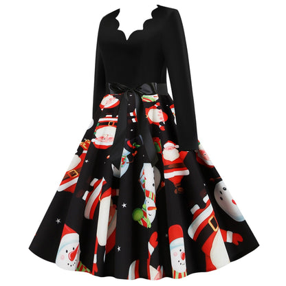 Vintage Long Sleeves V Neck Winter Dresses-STYLEGOING