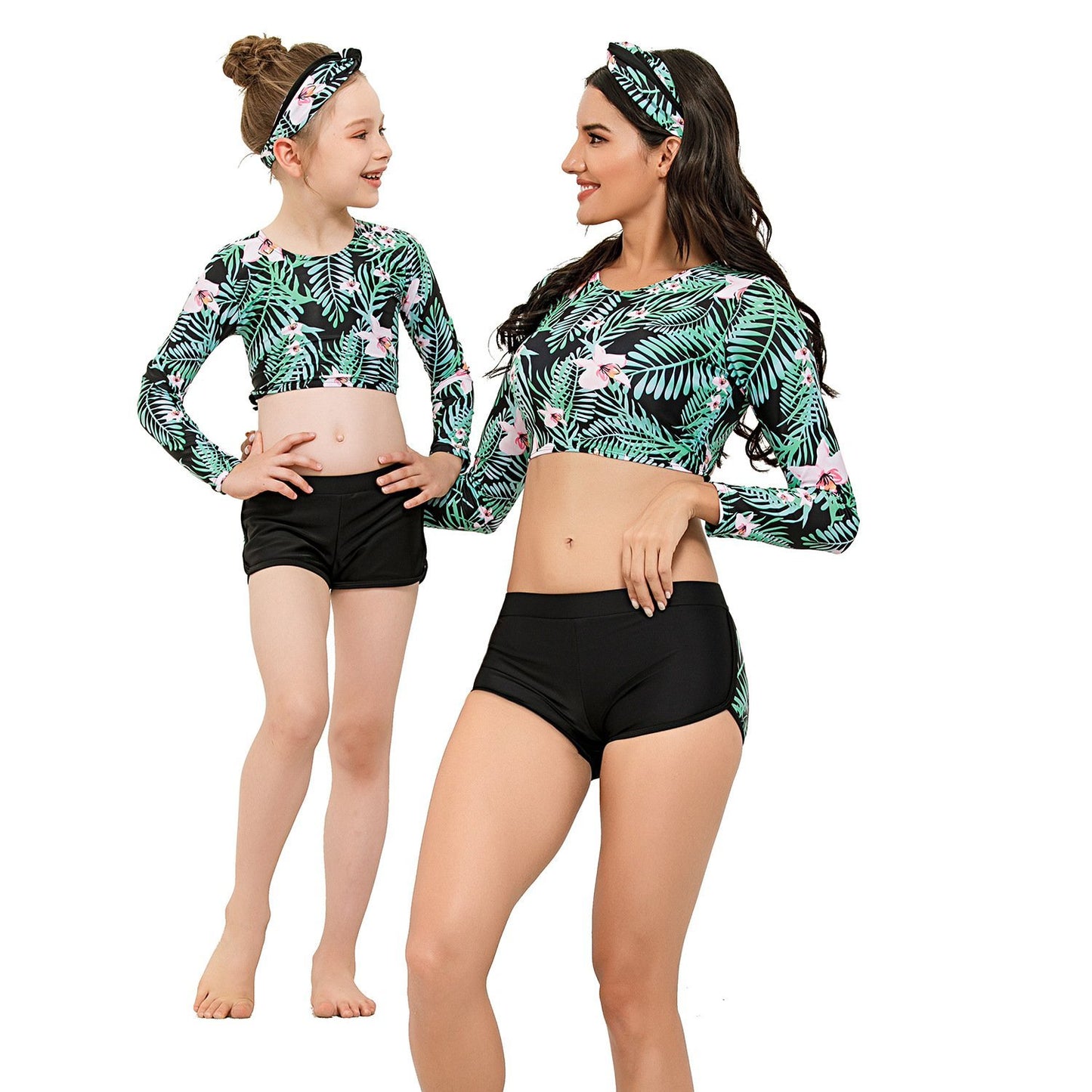 Green Parent-child Surf suit Diving Suit-STYLEGOING