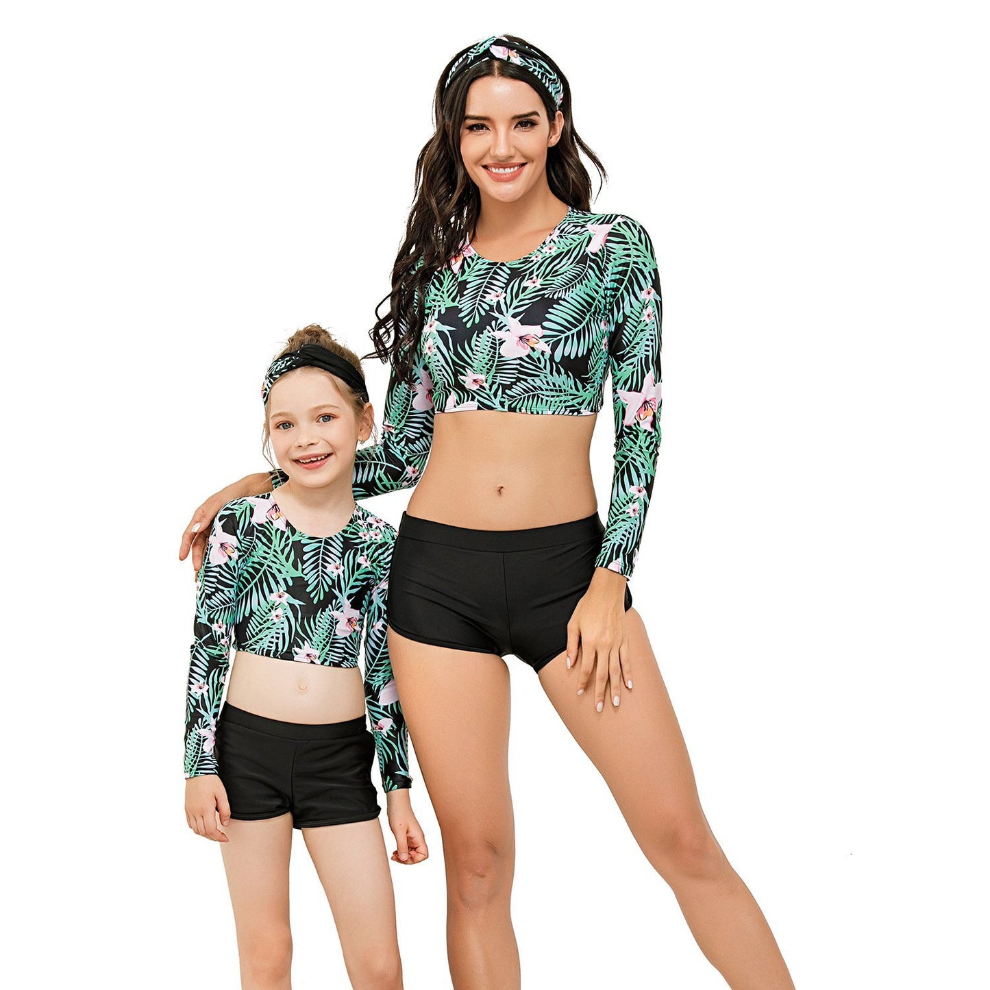 Green Parent-child Surf suit Diving Suit-STYLEGOING