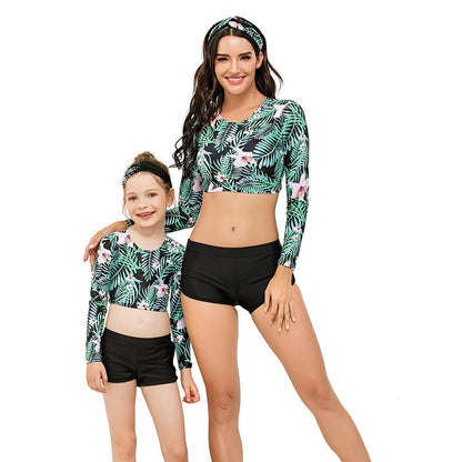 Green Parent-child Surf suit Diving Suit-STYLEGOING