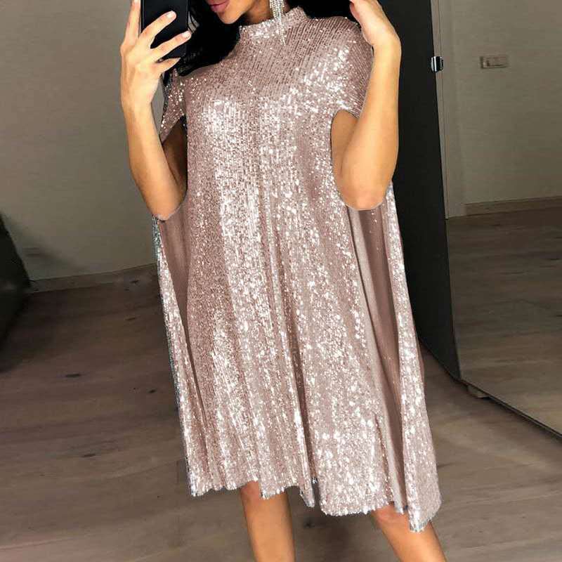 Sexy Stand Collar Sequined Party Dresses
