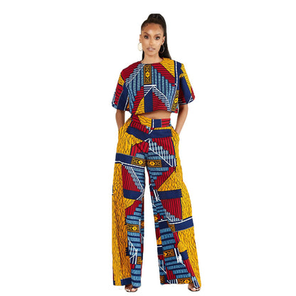 Vintage Summer Short Sleeves 2pcs Women Suits
