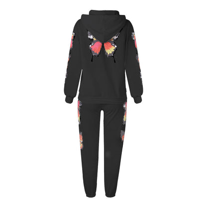 Butterfly Design Zipper Hoodies Women Suits