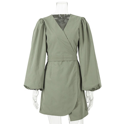 Elegant Long Sleeves Women Short Dresses