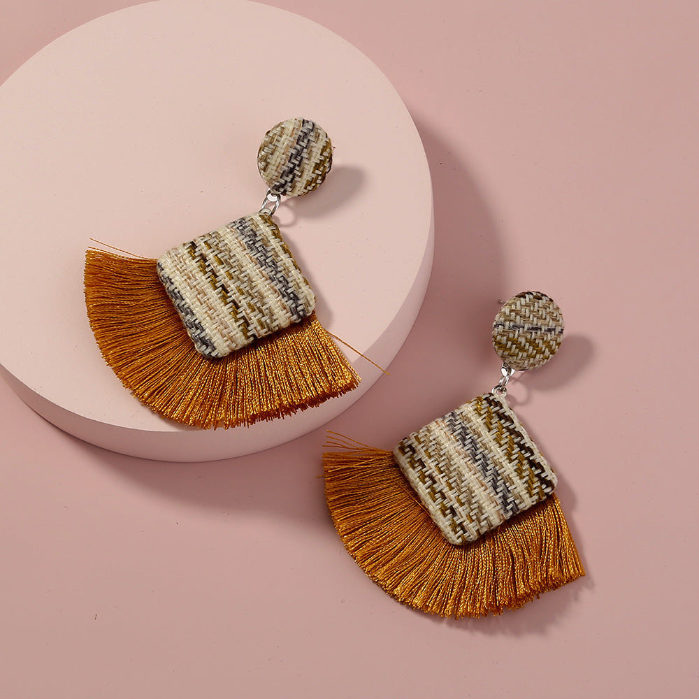 Bohemian Tassels Geometry Deaign Earrings
