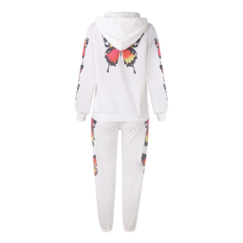 Butterfly Design Zipper Hoodies Women Suits