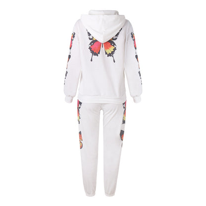 Butterfly Design Zipper Hoodies Women Suits