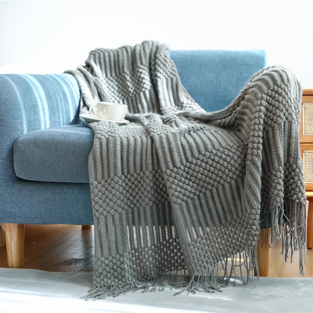 Soft Sofa Blanket with Tassels--Free Shipping at meselling99