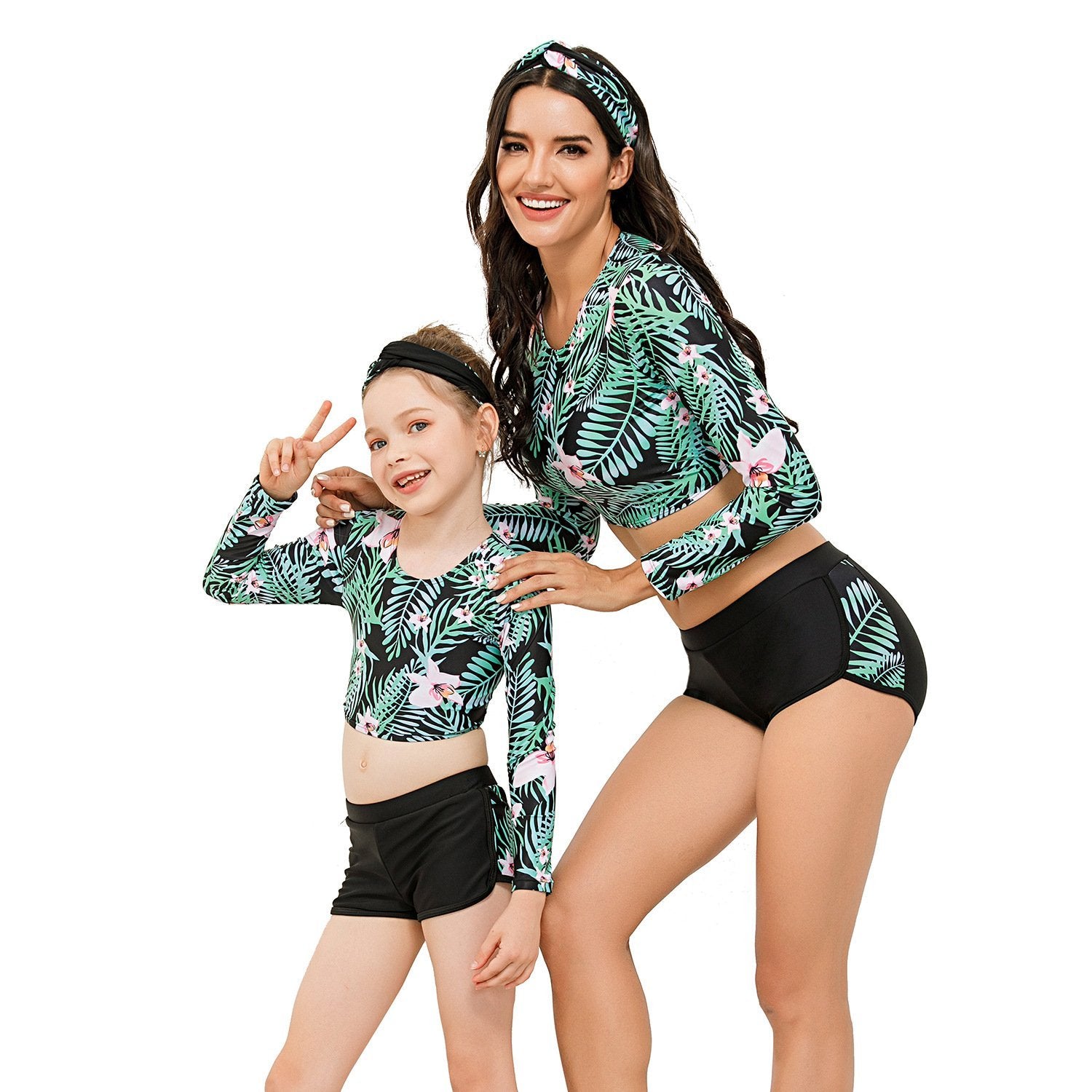 Green Parent-child Surf suit Diving Suit-STYLEGOING
