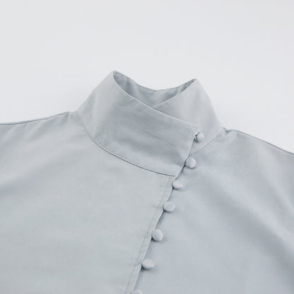 Vintage High Neck Office Lady Long Sleeves Shirts