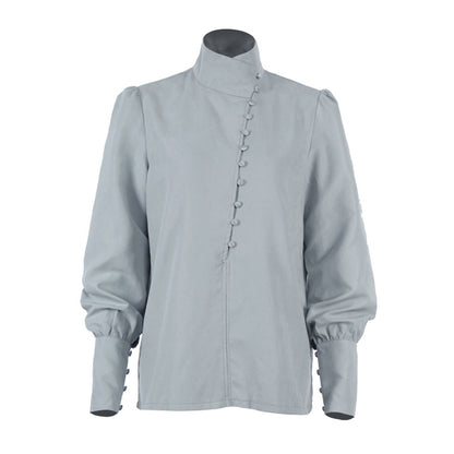 Vintage High Neck Office Lady Long Sleeves Shirts