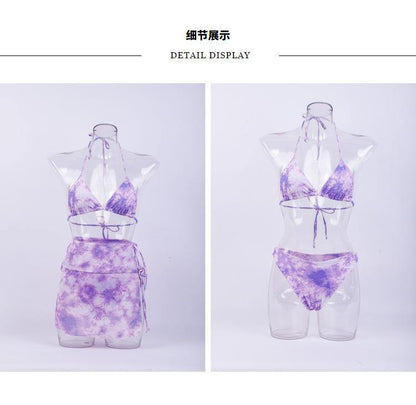 Fashion Floral Print 3pcs Bikini Swimwear-STYLEGOING