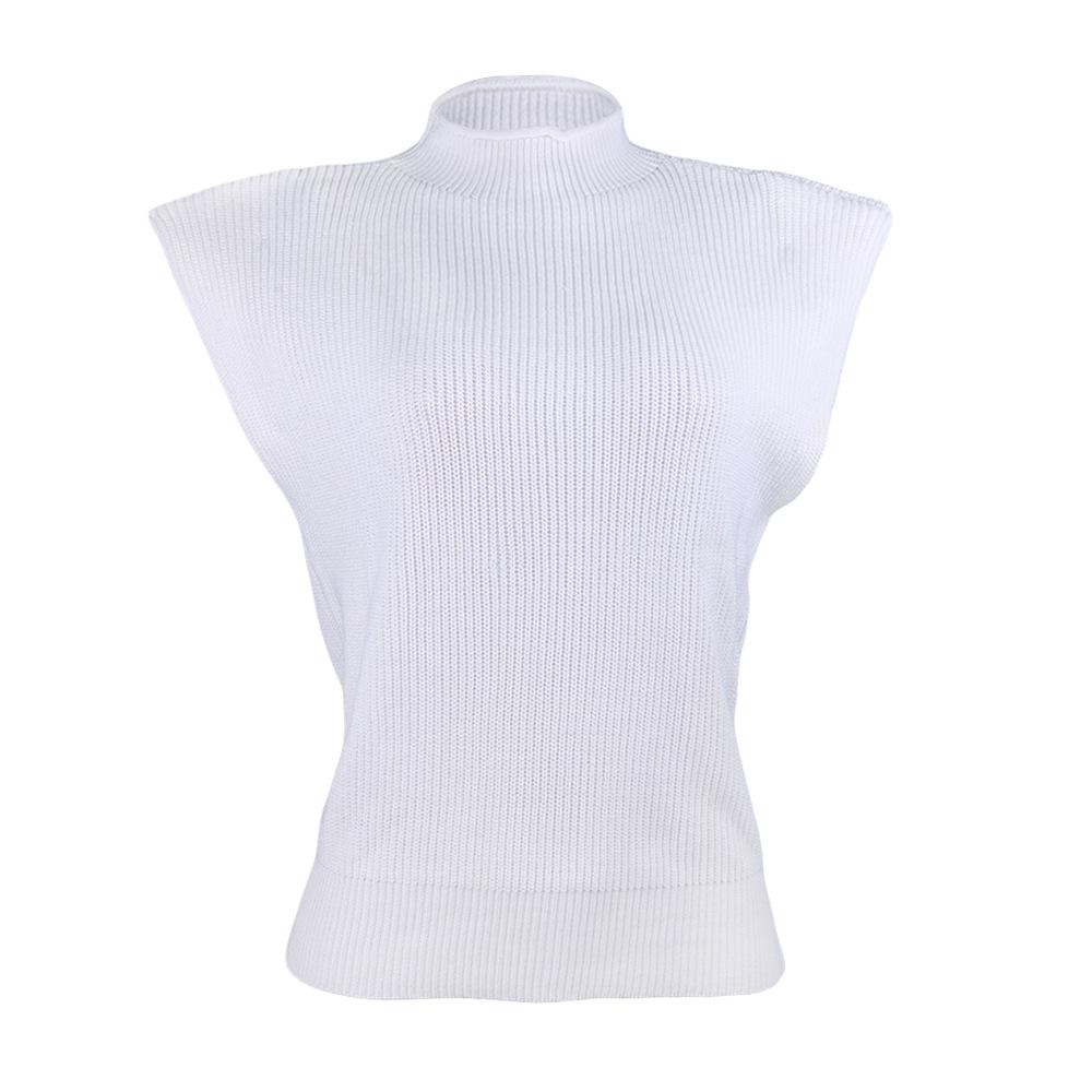 Women High Neck Sleeveless Knitting Top Sweaters
