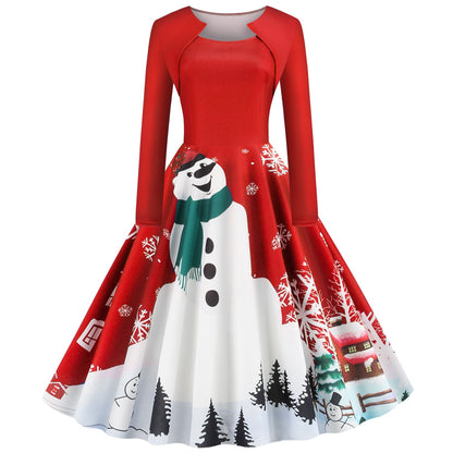Vintage Square Neckline Long Sleeves Christmas Dresses