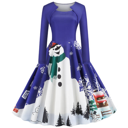 Vintage Square Neckline Long Sleeves Christmas Dresses