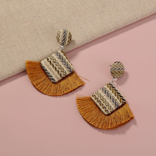 Bohemian Tassels Geometry Deaign Earrings