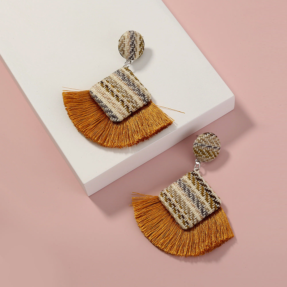 Bohemian Tassels Geometry Deaign Earrings