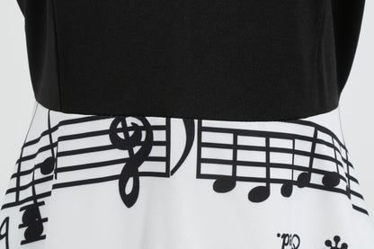 Vintage V Neck Long Sleeves Musical Note Winter Dresses-STYLEGOING