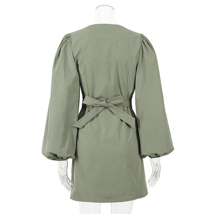 Elegant Long Sleeves Women Short Dresses