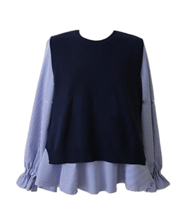 Women Knitting Vest and Long Sleeves Shirts Sets