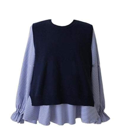 Women Knitting Vest and Long Sleeves Shirts Sets