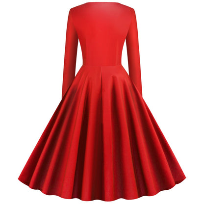 Vintage Square Neckline Long Sleeves Christmas Dresses
