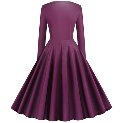 Vintage Square Neckline Long Sleeves Christmas Dresses