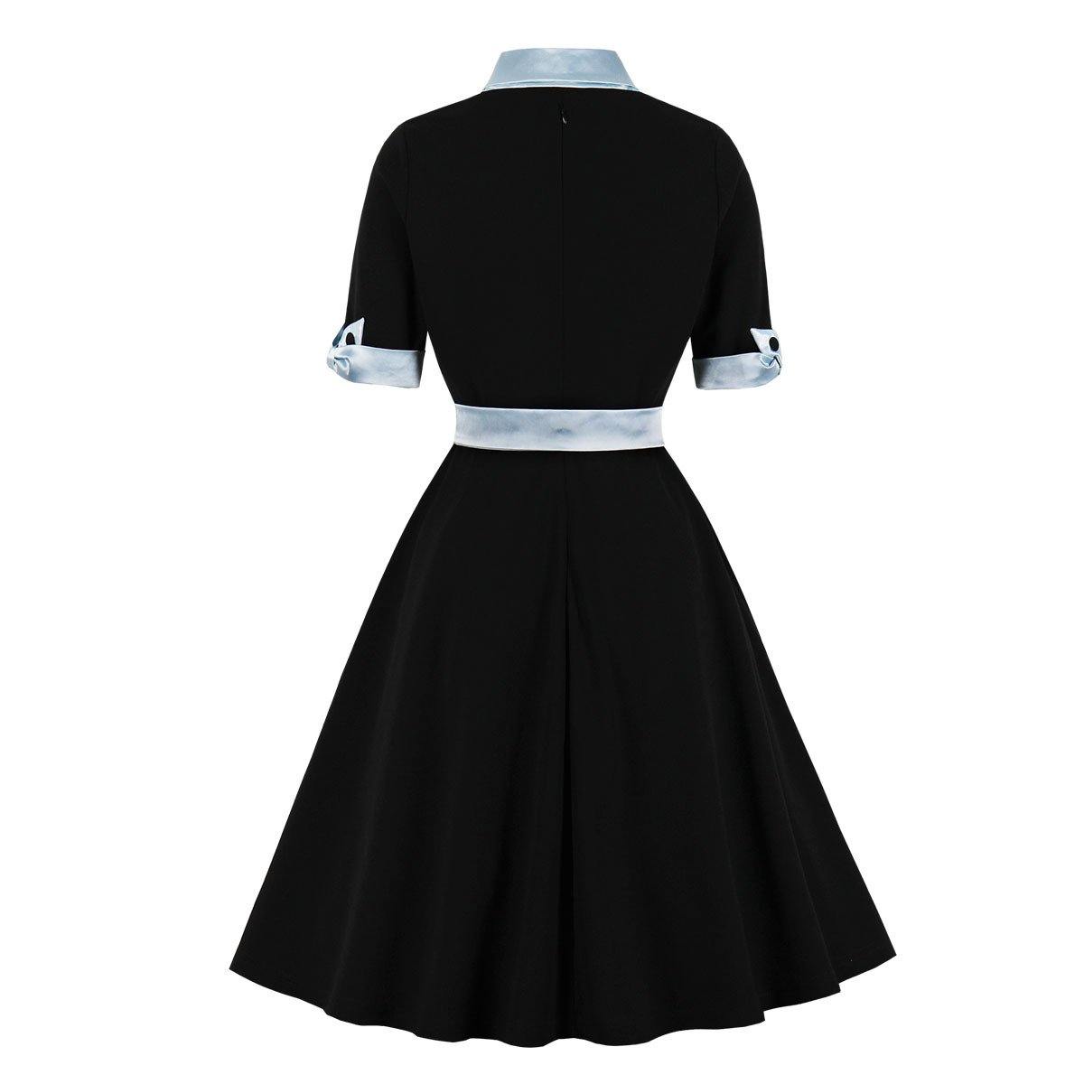 Women Vintage Short Sleeves Midi Dresses-STYLEGOING