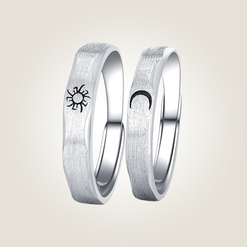Fashion Moon&sun Design Open End Sliver His and Her Rings